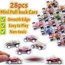 VKTEN 56PCS Party Favors for Kids, 28 Pop Tubes and 28 Mini Pull Back Cars, Birthday Party Favors, Goodie Bag Stuffers, Treasure Box Toys, Classroom Prizes, Carnival Rewards for Boys and Girls