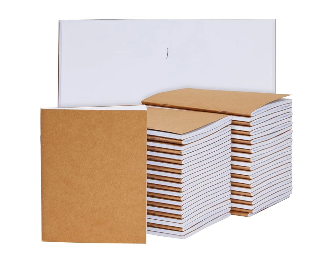 Paper Junkie 48 Pack Small Blank Notebooks for Kids Bulk - Kraft Paper Journals Bulk for Students, Sketching Drawing, Writing (4.3 x 5.6 In Journaling Notebooks)