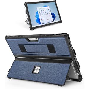 Case for 12.3" Microsoft Surface Pro 7+/7/6/5/4 Protective Rugged Cover Case, with Surface Pen Holder and Hand Strap, Compatible with Surface Pro Type Cover Keyboard (Navy Blue)