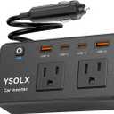 300W Car Power Inverter - YSOLX Dual DC 12V to 110V AC Car Outlet Adapter to Wall Plug, 24W Fast Charging USB-C&USB-A, Portable Charger Converter with for Laptops, Phones