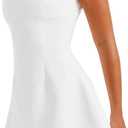 LuFeng Women's Summer Sexy Sleeveless Zipper Mock Neck Slim Fit A-line Mini Dress Bodycon Party Club Dress for Women (White, M)