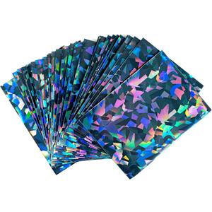 100 Black Holographic Card Sleeves Perfect Fit Shiny Trading Card Sleeves Standard Size Sleeves | Compatible with Pokemon, Metazoo, Magic The Gathering, Dragon Ball Super