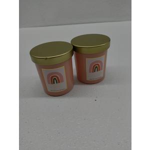 Sprayed Glass Candle W/Metal Lid Pink, Set of 2