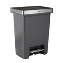 Rubbermaid Premier High-Capacity Step-On Trash Can, 19 Gallon, Single or Dual Stream Trash or Recycling, Charcoal, Stainless-Steel Rim, Lid Lock, Quiet Lid, for Home/Kitchen/Garage/Apartment/Office