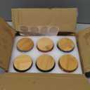 LINGSHINE 4 oz Colored Mini Glass Jars with Airtight Bamboo Lids 6 pack, Decorative Small Food Storage Canister, Vintage Embossed Home Décor Candle Parties Wedding Baby Shower Favors Gift