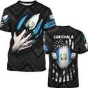 BJU Guatemala Flag T-Shirt Flag Badge Novelty Tee Printed Crewneck Short Sleeve Casual Top Unisex (Black, S)