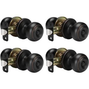 goldenwarm Oil-Rubbed Bronze Interior Door Knobs, 4 Pack Interior Door Knobs Keyless Door Lock for Bedroom Bathroom, Privacy Bronze Door Knob Handle
