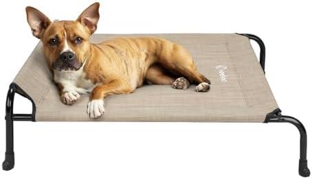 Veehoo Original Elevated Dog Cot - One-Sided Raised Headboard Cooling Pet Bed, Non-Slip & Breathable, L, CWC2417A