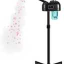 LCD Facial Steamer Professional for Clean Skin, Skin Care Use at Home, Beauty Salon, Spa with Hot Mist, Timer Function, Adjustable Height, Rolling Wheels - Black