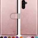 4 x SUANPOT for Samsung Galaxy A35 5G Wallet case with RFID Blocking Credit Card Holder,Flip Book PU Leather Protective Cover Women Men for Samsung A35 Phone case Rose Gold