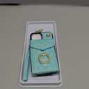 Asuwish Phone Case for iPhone 13 Mini 5.4 inch Wallet Cover with Tempered Glass Screen Protector Ring RFID Blocking Card Holder Cell iPhone13mini i-Phone 13minicase i iPhone13 13mini Women Girls Teal