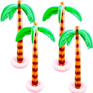 4 Pcs 35.5 Inch Inflatable Palm Trees Blow Up Coconut Tree Large Tropical Inflatable Trees for Summer Backyard Beach Pool Hawaiian Luau Party Decor, 2 Styles