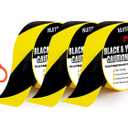 3 Roll Black & Yellow Caution Tape, 2'' x 600 FT Total Length Safety Tape, Black & Yellow Floor Marking Tapes, High Adhesive Hazard Tapes for Floors, Walls, Staircase, Pipes, Equipment, Dangerous Area