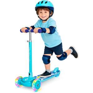 Nattork 3-Wheel Toddler Kick Scooter for Kids Girls Boys – Adjustable Height Scooter with Light-Up Wheels, Anti-Slip Deck, Lean-to-Steer Design for Ages 2-8