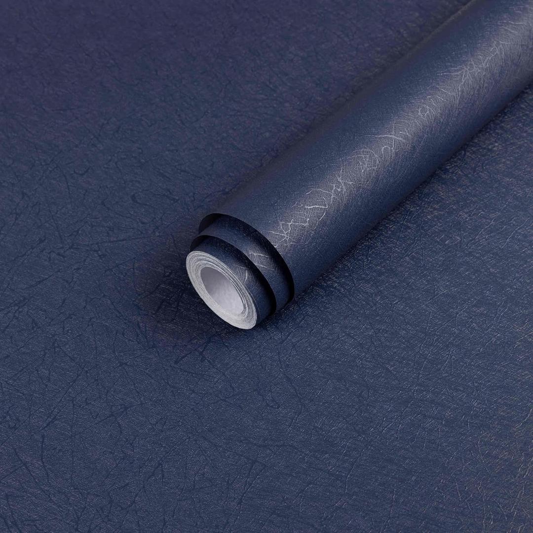 Dark Blue Peel and Stick Wallpaper Roll - Removable Waterproof Self Adhesive Contact Paper - Silk Boys Wall Covering Poster Board - Kitchen Countertop Vinyl Wrap for Bathroom Cabinet 15.7x196.8