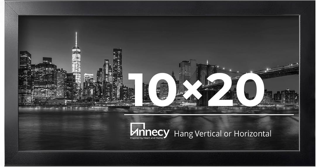 Annecy 10x20 Picture Frame Black, Panoramic Picture Frame for Wall Decoration, Classic Black Minimalist Style Suitable for Decorating Houses, Offices, Hotels1 Pack