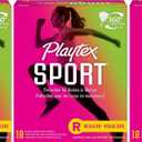 Playtex Sport Tampons, Regular Absorbency, Fragrance-Free - 54ct (3 Packs of 18ct)