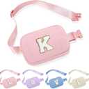 YOOLIFE Kids Belt Bag, Pink Initial Belt Bag for Teens Kid, Crossbody Girls Fanny Packs for Kids Girls Small Initial Monogram Fanny Packs Personalized Gifts for Teen Girl Kid Birthday Gift (Pink K)
