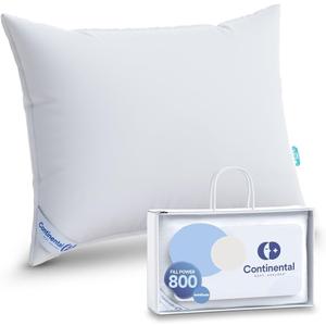 Continental Bedding 100% Siberian Goose Down Pillow 800 Fill Power, Medium, Queen, White
