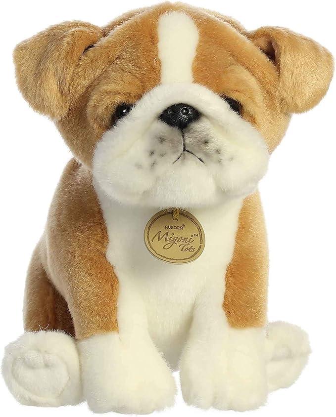 Aurora® Adorable Miyoni® Tots Bulldog Pup Stuffed Animal - Lifelike Detail - Cherished Companionship - White 8.5 Inches