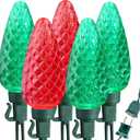 Brizled Red & Green Christmas Lights, 33ft 50 LED Faceted C9 Christmas Lights, Connectable Indoor Outdoor Roof String Light, 120V UL Certified Xmas Tree Light for Xmas Holiday Yard Garden Party