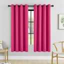 HUTO Blackout Window Curtains and Drapes - Thermal Insulated Solid Antique Copper Grommet Top Blackout Panels Draperies for Kid's Room (Hot Pink, 1 Pair, 52 x 63 Inch)
