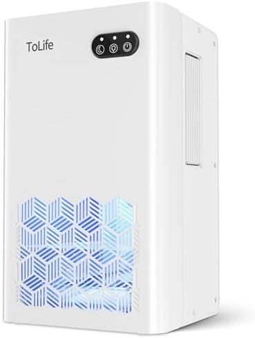 ToLife Dehumidifiers for Home 95 OZ Water Tank, 1000 sq.ft Dehumidifier for Basement Bedroom Bathroom with Auto Shut Off 7 Colors LED Light,White