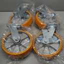 8 Inch Heavy Duty Casters Set of 4, Industrial Locking Casters 7000lbs Load Capacity, Plate Swivel Castor Wheels for Heavy Duty Carts, Workbench, Equipment, Platform Truck (Orange)