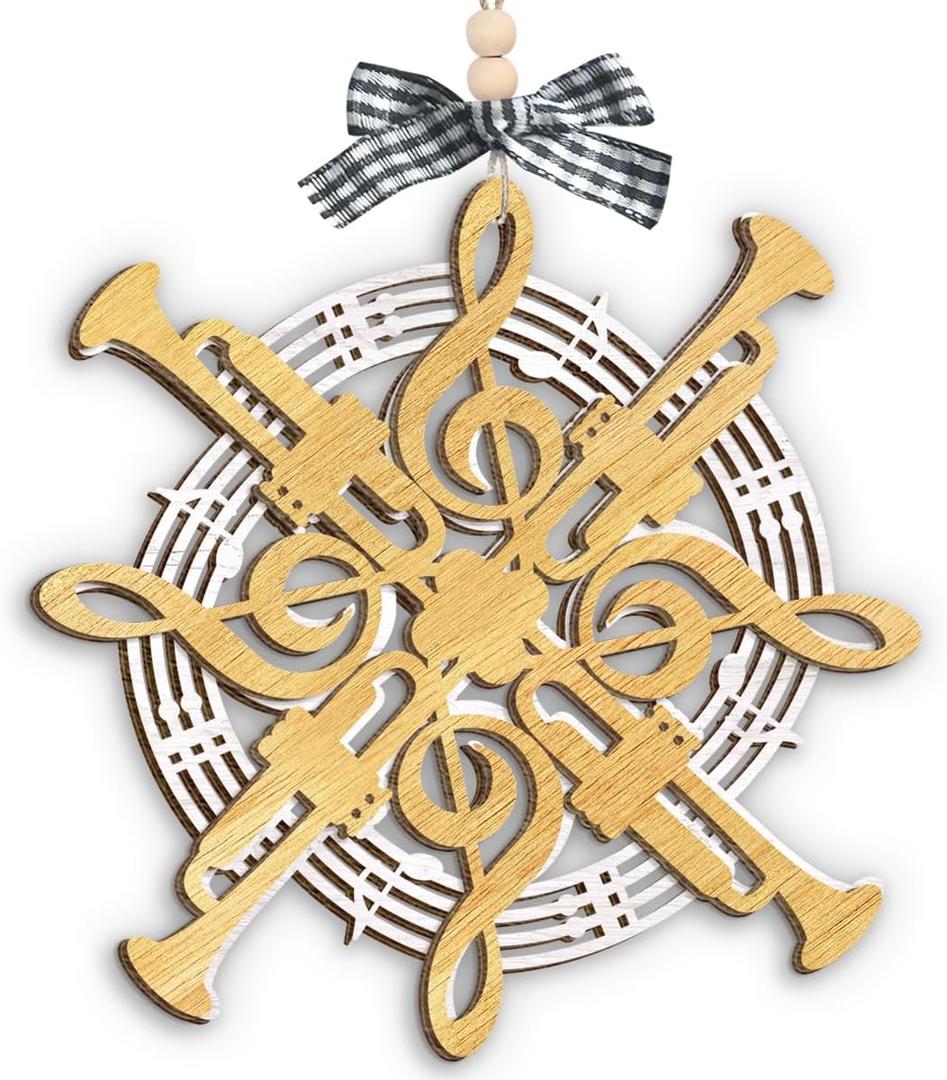 3 x Trumpet Ornament 2025, Musical Christmas Decor, Wooden Ornaments for Christmas Decorations, Trumpet Ornaments Gifts for Players, Men, Teen Boys, Girls