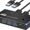 USB 3.0 Switcher 2 Computers Sharing USB C & A Devices, 4 Port Sharing Keyboard and Mouse, Scanner/Printer with 2 USB-A to A Cables