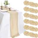 6 x 6 Pack 10FT Beige Cheesecloth Table Runner 120 Inch Long Gauze Rustic Boho Spring Cheese Cloth Table Runner Sheer Fabric Decorations for Holiday Party Wedding Banquet Bridal Baby Shower Dcor