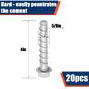 Tandefio 20 Pack 5/8" x 4" Concrete Screw Anchor Galvanized Large Diameter Heavy Duty Plated Concrete Anchors for Masonry Brick Anchoring Block Decking Framing Hex Drive