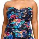 AQUA EVE  Tankini Top for Women Twist Front Bandeau Swimsuit Tummy Control Bathing Suit Tops Only No Bottom L