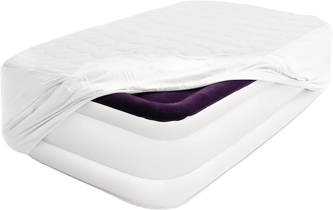 CHILLSUN Twin Mattress Pad Cover Air Mattress Topper, Twin Size Quilted Fitted Mattress Protector Cooling Hypoallergenic Material, Super Soft Breathable and Noiseless Down (15-23'' Deep Pocket) (White)