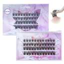 Self Adhesive Eyelashes, No Glue Needed Self Adhesive Lash Clusters, Reusable Pre-Glued Eyelashes No Remover No Residue for Beginners (Volume Look, Black)