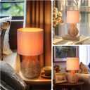 Rattan Table Lamp, Vintage Wicker Wooden Nightstand Lamp Set of 2, Boho Bamboo Woven End Table Lamp for Bedroom Living Room Desk Room