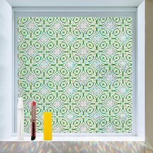 COUNTEWOL Window Privacy Film with Installation Tools Home Decorative Colored Glass Window Stickers Reusable electrostatic Rainbow Stickers (GeoRainbow, 45.2 x 78.7 in), Pack of 2