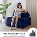 MAXYOYO Folding Sofa Bed, Convertible Sleeper Chair with Pillow Foldable Mattress with Back Support, Portable Fold Out Chair Bed Comfy Floor Sofa Lounge for Living Room Bedroom, Navy, Single