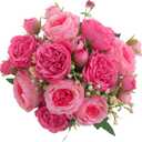 2 Packs Peonies Artificial Flowers, Small Silk Rose Pink Artificial Peonies Flowers Fake Peonies Faux Peonies Bouquet for Centerpiece Table Wedding Party Home Decor (2, Rose Red & Pink)