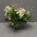 WELL KNOWN Artificial Flowers in Vase, Fake Silk Peony Tulip Hydrangea Pink & White Flower Bouquet Arrangement with Faux Water Centerpieces for Home Wedding Dining Table Party Decor & Gift for Women