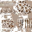 Highland Cow Decorations, 142Pcs Cow Print Plates and Napkins Party Supplies, Brown Cow Birthday Party Decorations Tableware Cups Tablecloth for Cow Baby Shower Farm Cowboy Theme Party