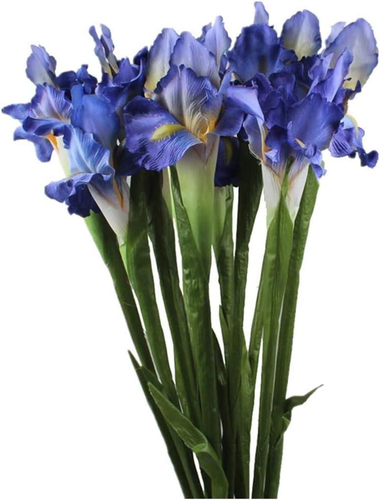 4 Bundle Real Touch Long Stems Iris Flower Silk Artificial Ireland Irish Iris Fake Flower for Wedding Decor Home Flower Arrangements Decoration (Blue)