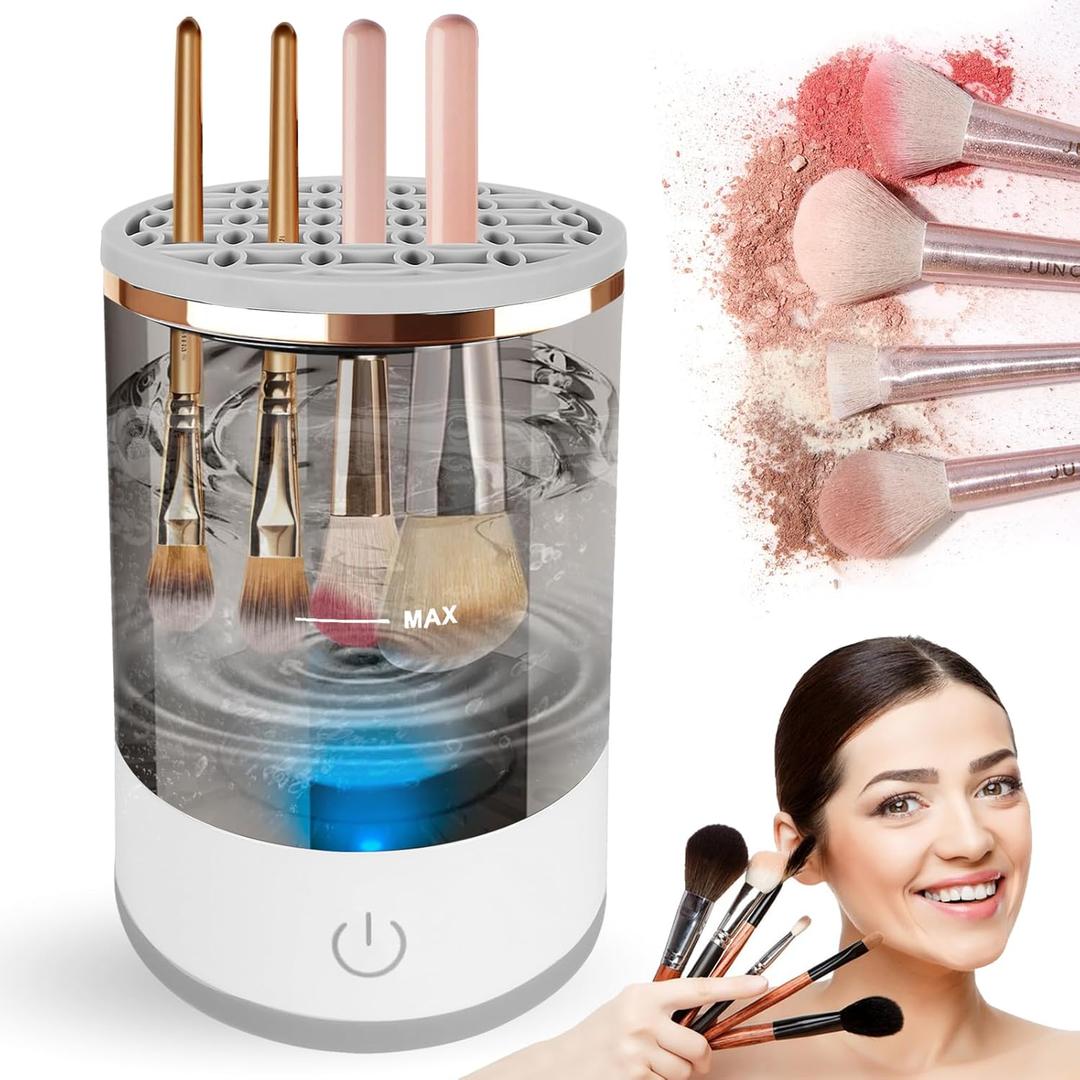 Electric Makeup Brush Cleaner Machine with Automatic Cleaning and Drying Functions Portable Makeup Brush Cleaner for All Size of Makeup Brushes Gifts for Makeup Lovers