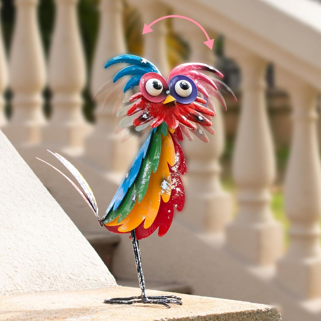 Natelf Outdoor Wacky Metal Owl Yard Statue Decoration Owl Decor Garden Statue Bird Figurine Outdoor Decorations for Yard