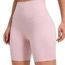 CRZ YOGA ButterLuxe Biker Shorts 6" - High Waisted Workout Running Volleyball Spandex Yoga Womens Pink Haze Medium