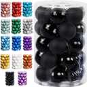 Lulu Home Halloween Hanging Ornaments, 34 Count 1.57" Pre-Strung Plastic Balls, Shatterproof Barrel Packed Balls for Holiday Party Wreath Tabletop Tree Decorations, Black