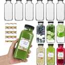 Alotpower 12 oz Glass Juice Bottles with Lids 12Pack, 360ml Square Reusable Drinking Bottles for Juicing, Water, Kombucha Juices, Milk, Beverages and More (12fl.oz, Set of 12)