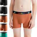 Carer Washable Incontinence Underwear for Children with Front Absorbent 100ML Cotton Reusable Boys Incontinence Underwear Breathable Kids Absorbent Leak Proof Briefs for Boy Age 4-18, 5 Pack, X-Large (2 Black/ 2 Orange/Green)