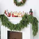 Giegxin 6 ft Christmas Decoration Cedar Garland with Cowbells for Mantel Christmas Real Touch Evergreen Artificial Rustic Garlands for Farmhouse Home Table Centerpieces Fireplace Winter Xmas Decor