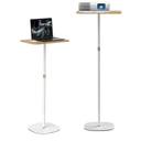 Small Laptop Standing Desk, Adjustable Height Pedestal Side Table with Wooden Top, Portable Tall End Table Workstation, Stand-Up Desk for Bedside, Couch, Sofa, Living Room, Bedroom, Home Office, White